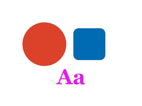 Chroma Invert applied to a circle, a square and the letters Aa