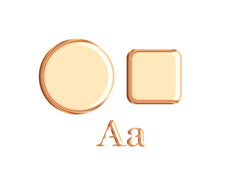 Copper Foil applied to a circle, a square and the letters Aa