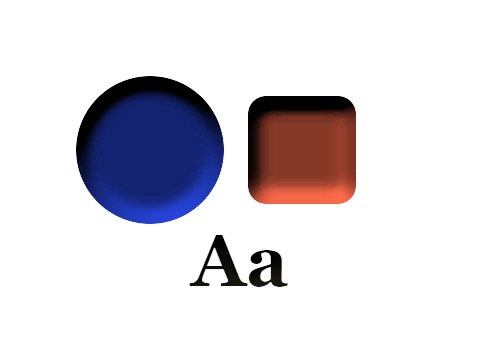 Crater applied to a circle, a square and the letters Aa