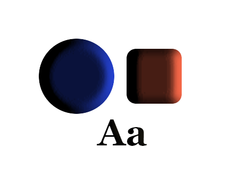 Cross Light applied to a circle, a square and the letters Aa