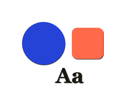 Double Hit applied to a circle, a square and the letters Aa