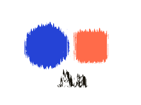 Drip applied to a circle, a square and the letters Aa