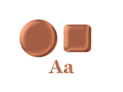 Fired Terracotta applied to a shape and a letterform