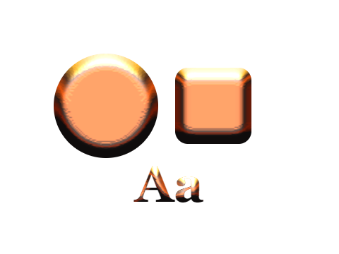 Forge Heat applied to a circle, a square and the letters Aa