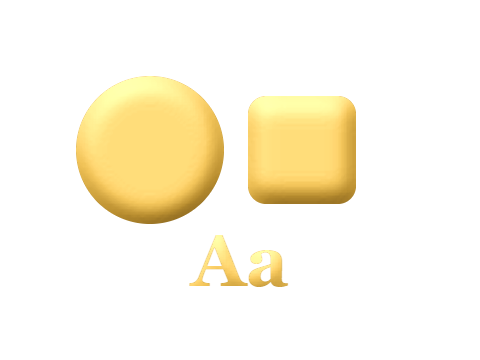 Gold Bullion applied to a shape and a letterform