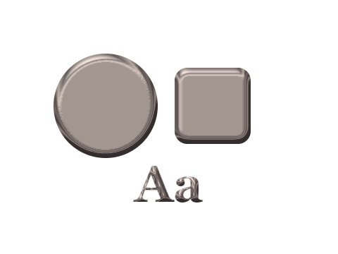 Granite applied to a circle, a square and the letters Aa