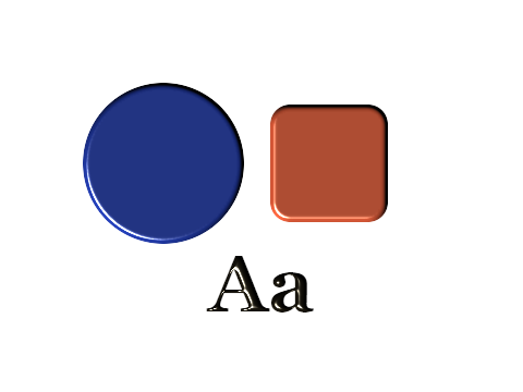Hot Foil applied to a circle, a square and the letters Aa