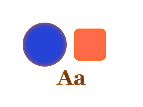 Inner Fire applied to a circle, a square and the letters Aa