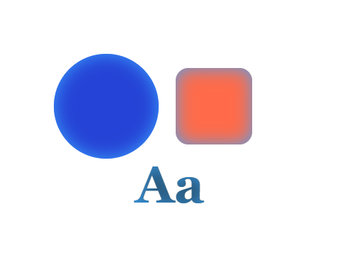 Inner Sky applied to a circle, a square and the letters Aa