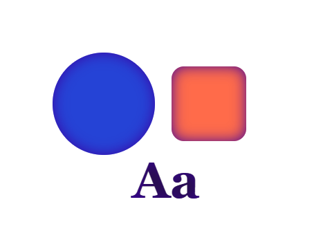 Inner Void applied to a circle, a square and the letters Aa