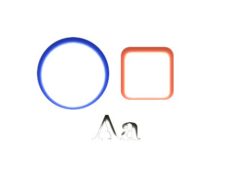 Lacquer Coat applied to a circle, a square and the letters Aa