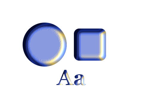 Lapis Lazuli applied to a circle, a square and the letters Aa