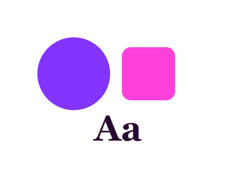Laser Violet applied to a circle, a square and the letters Aa