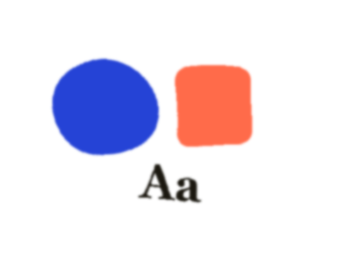 Lava Lamp applied to a circle, a square and the letters Aa