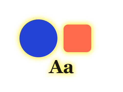 Lemon Bloom applied to a circle, a square and the letters Aa