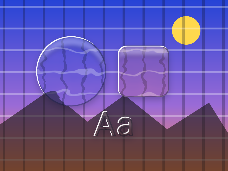 Liquid Ripple applied to a circle, a square and the letters Aa