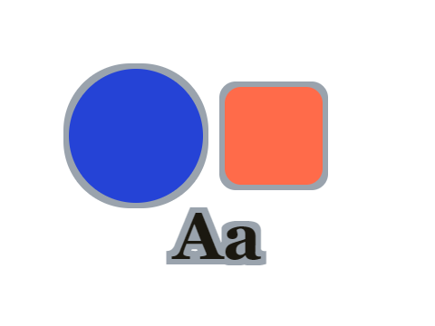 Matte Board applied to a circle, a square and the letters Aa