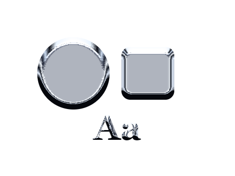 Mirror Chrome applied to a shape and a letterform