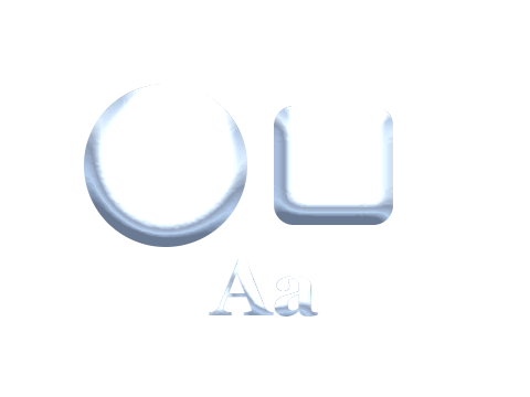Moonstone applied to a circle, a square and the letters Aa