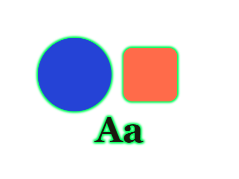 Neon Green applied to a shape and a letterform