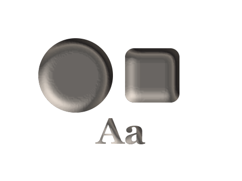 Onyx applied to a circle, a square and the letters Aa
