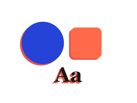 Plate Slip, Warm Red applied to a circle, a square and the letters Aa