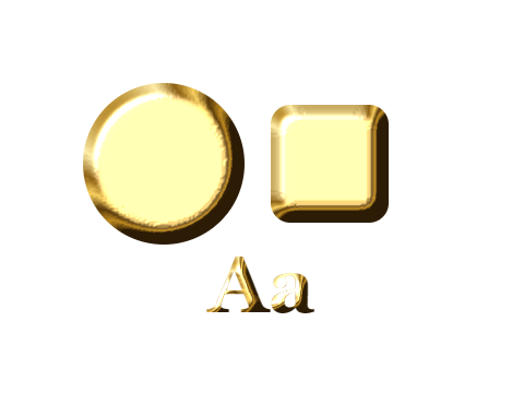 Polished Gold applied to a shape and a letterform