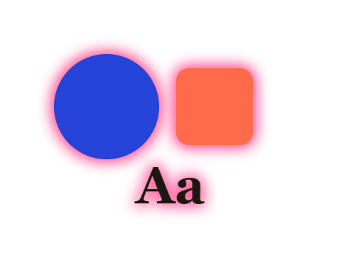 Rose Bloom applied to a circle, a square and the letters Aa