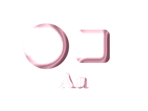 Rose Quartz applied to a circle, a square and the letters Aa