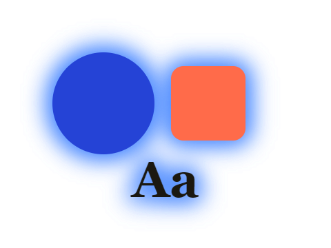 Sapphire Halo applied to a circle, a square and the letters Aa