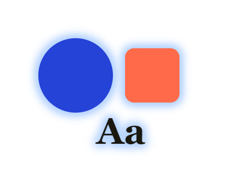 Screen Bleed applied to a circle, a square and the letters Aa