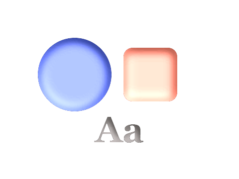 Silicone applied to a circle, a square and the letters Aa