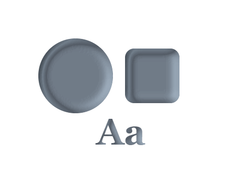 Slate applied to a circle, a square and the letters Aa