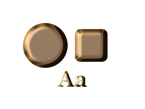 Statue Bronze applied to a circle, a square and the letters Aa
