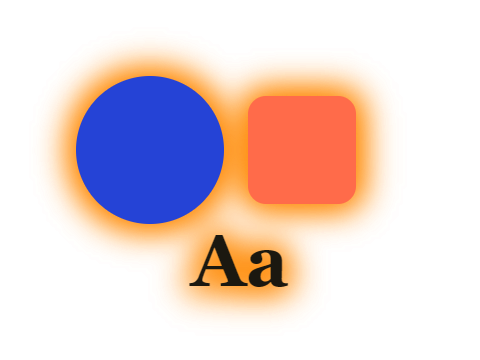 Tangerine Halo applied to a circle, a square and the letters Aa