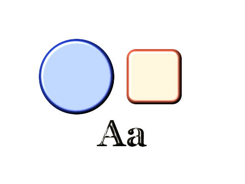 Thermography applied to a circle, a square and the letters Aa