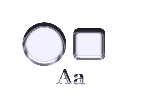 Titanium applied to a circle, a square and the letters Aa