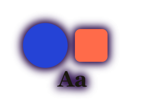 Void Purple applied to a circle, a square and the letters Aa