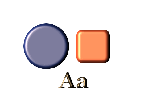 Warm Bronze Edge applied to a circle, a square and the letters Aa
