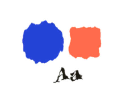 Wet Ink applied to a circle, a square and the letters Aa