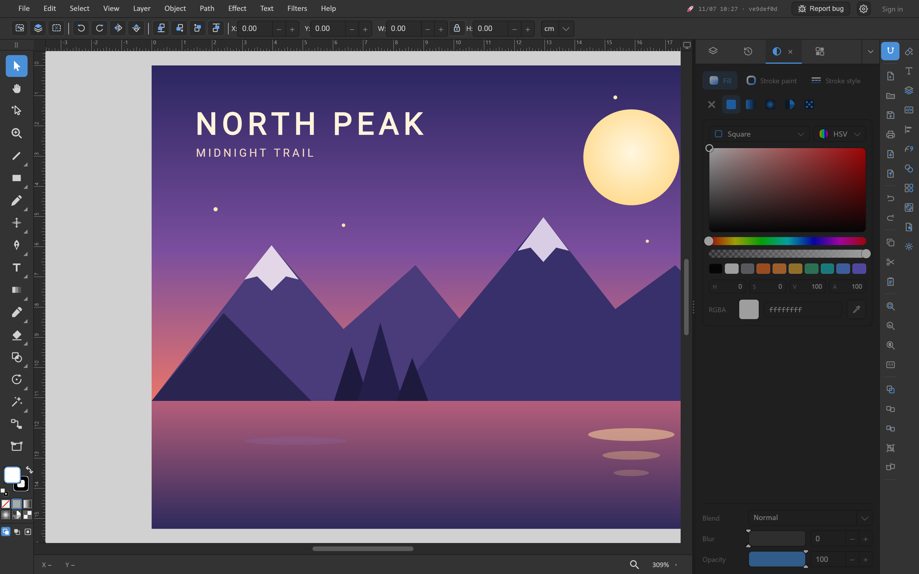The Rayzia online vector editor with pen, gradients and layers