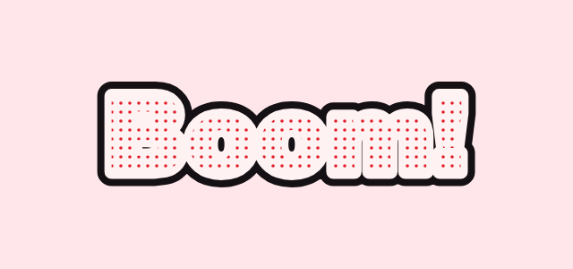 Ben-Day graphic style applied to the word Boom!