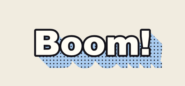 Dot Shadow graphic style applied to the word Boom!