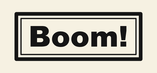 Panel Frame graphic style applied to the word Boom!