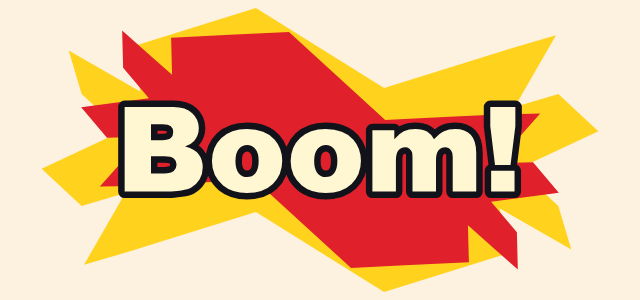 Pow Burst graphic style applied to the word Boom!