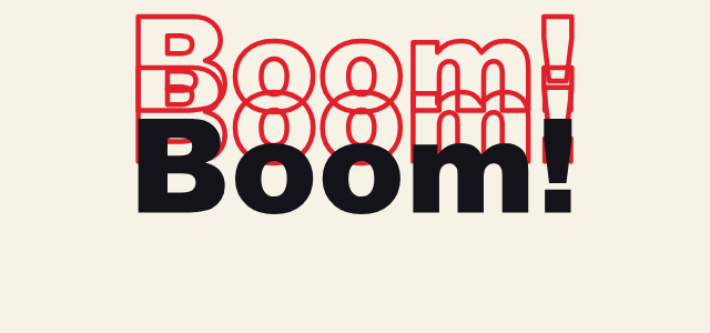 Shake Trail graphic style applied to the word Boom!