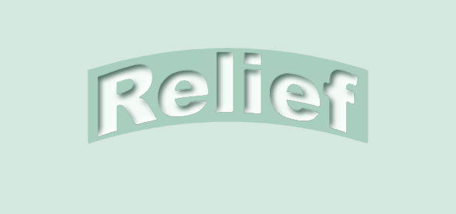 Arched Deboss graphic style applied to the word Relief