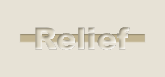 Struck Bar graphic style applied to the word Relief