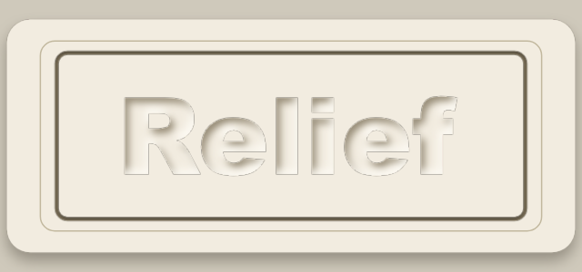 Letterpress Card graphic style applied to the word Relief