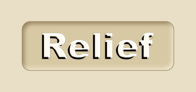 Pressed Plate graphic style applied to the word Relief